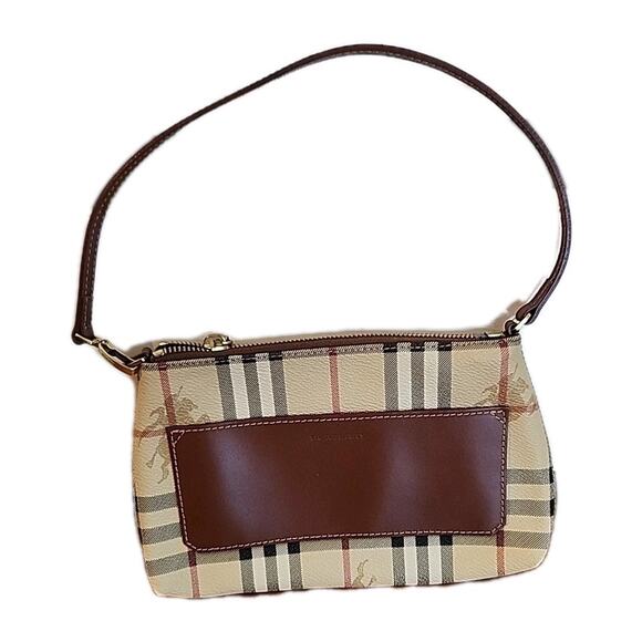 BURBERRY Nova Check Accessory Pouch PVC Beige Gold Wristlet - Picture 1 of 5